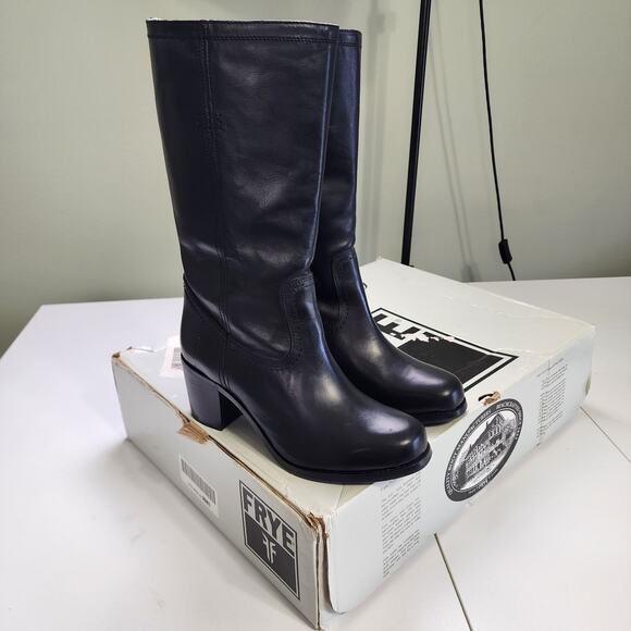 Frye Shoes - Frye Womens Kendall Pull On Boot Size 9.5 Black Leather Heeled Western Tall Boot